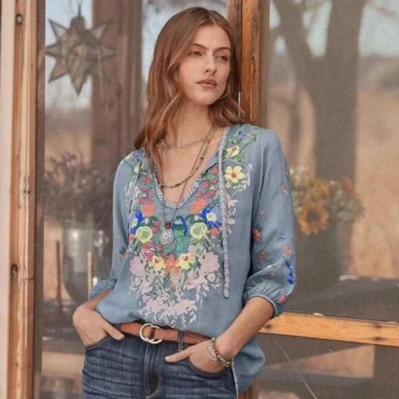Johnny Was Taifa embroidered top Small - Picture 1 of 5